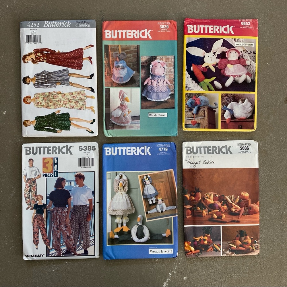 Lot of 6 Vintage Butterick Uncut Patterns 6653 4252 3829 5385 5086 4779
